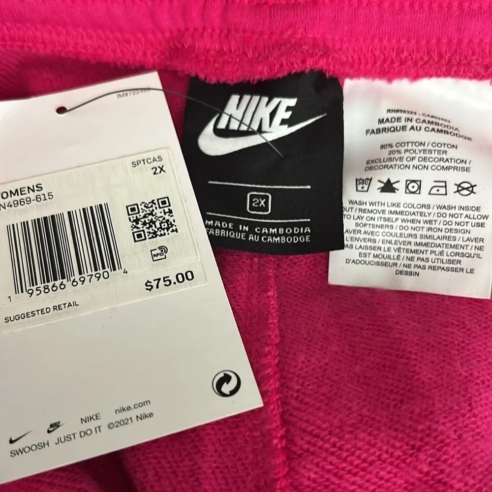 NWT Nike Air Plus Size Sportswear Fleece Jogger Sweatpants Fuchsia Pink Size 2X
